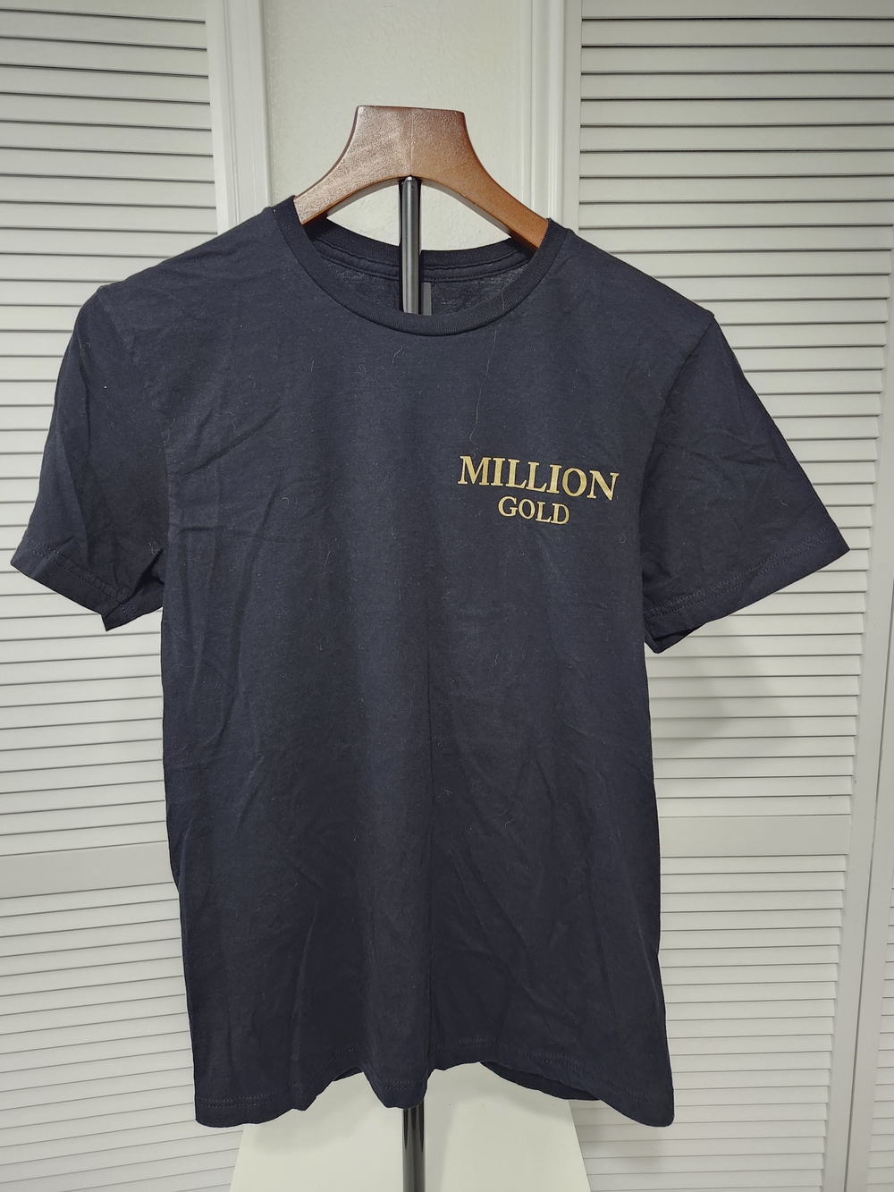 Gildan Black Tee with Gold "MILLION GOLD" Chest Logo